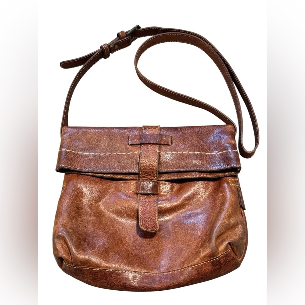 FRYE Artisan Red Leather Fold Over Crossbody Bag Purse - Picture 4 of 16